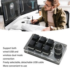 6 Key Mini Keypad With Knob Blue Switch Wired USB Wireless Bluetooth Dual M QOKM picture