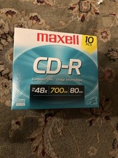 Maxell CD-R 48X 700MB 80 Min Blank Media Discs w/ Slim Jewel Cases 10 pack NEW picture