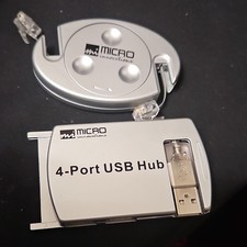 Micro Innovations 4-Port USB Hub USB104N Portable Silver Type A Male to Female picture