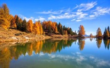 Landscape nature lake fall forest italy trees water calm Custom Gaming Mat Desk picture
