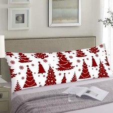 Christmas Body Pillow Cover - Merry Christmas Tree Xmas Holiday Red White Red picture