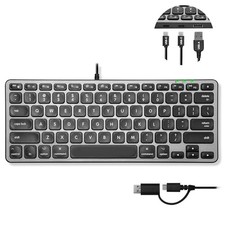 Macally Compact Wired Keyboard with USB hub ports & Dual USB C / A (ucaminizhub) picture