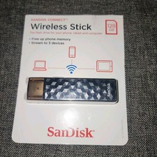 SanDisk CONNECT Wireless Stick 128GB Wifi USB Drive SDWS4-128G Black picture