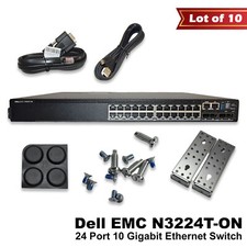 Lot 10 DELL EMC N3224T-ON 24X1G Rj-45 4X10G Sfp+ 2X100G L3 4GB 550W PSU Switch picture