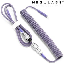 Coiled USB C Keyboard Cable Aviator GX16 Mechanical Gaming Custom 4ft - Purple picture
