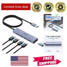 Aluminium USB Hub with 5 Ports & 4ft Extended Cable for Multi-Device Use picture
