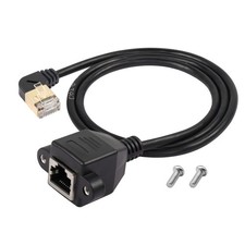 SinLoon 90 Degree Left Angle Cat8 LAN Cable, RJ45 Male to Female Shielded Ethern picture