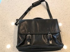 Men's Black Coach Leather Thompson Laptop Messenger Bag Briefcase Executive picture