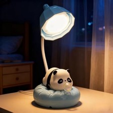 Cute Panda Night Light, Rechargeable Bedside Lamp, 3-Level Touch Control Blue picture