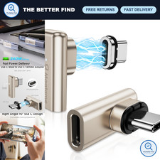 240W Magnetic USB C Right Angle Adapter 2-Pack, 40Gbps Type C Extender 24Pin picture
