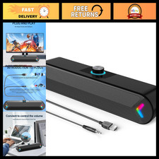 Wired USB Computer Speakers, 10W Stereo Sound Bar with Colorful Lights, Plug & P picture
