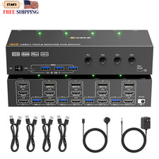 KVM Switch 3 Monitors 4 Computers 4K@60Hz EDID Simulation USB 3.0 HDMI Display picture