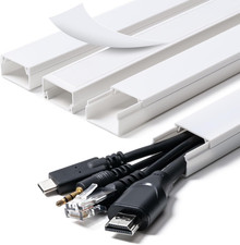 58In Cord Hider, Cable Hider, Cord Covers 4X L14.5 W0.96 H0.58In, White picture