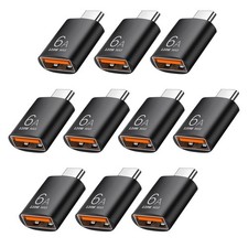 USB C to USB3.1 Adapter 10 Pack 10Gbps 120W Type C Male to USB Female Black picture