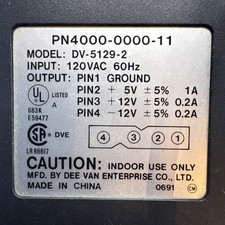 4 Pin DV-5129-2 AC ADAPTER 120VAC Power Cord Dee Van Enterprise 120 5V 12V picture