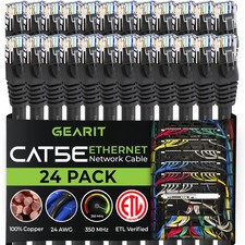 24-Pack, Cat5e Ethernet Patch Cable 6 Feet - Snagless RJ45 Computer LAN Netwo... picture