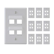 ICC 4-Port Keystone Wall Plate White 10-Pack picture