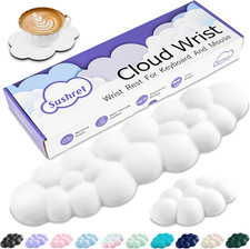 Cloud Keyboard Wrist Rest Set with PU Leather Memory Foam - White picture