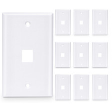 50 Pcs - 1 Port Wall Plate Keystone RJ45 Cat6 Cat5e Insert Jack White WallPlate picture