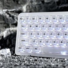 126Key ASA Profile Glossy Translucent White Jelly Clear Keycaps Set MX picture