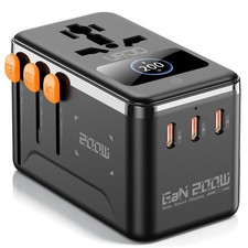 200W GaN Universal Travel Adapter, Dual 100W USB-C for 2 Laptops picture