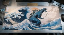 Godzilla Great Wave Off Kanagawa Gaming Desk Mat XL Mouse Pad Japanese Art Style picture