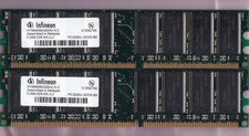 1GB 2x512MB DDR-400 INFINEON Ram Memory PC-3200 HYS64D64320HU-5-C DDR1 DIMM Kit picture