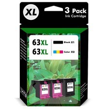 63XL 2-PACK Tri-Color & Black Ink Cartridges for HP 63XL OfficeJet 5200 4650 picture
