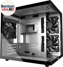 MATX PC Case,270° Panoramic Tempered Glass Panel Gaming PC Case,3 Fans Pre-Insta picture