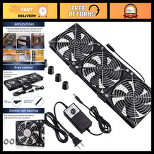 Dual Ball 3x120mm Computer Fan - AC Plug, DC 12V, High Airflow Server Cooling picture