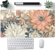Japanese Floral Desk Mat Boho Aesthetic Flower Desk Matt for Desktop Large XX... picture