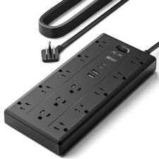 SUPERDANNY 10Ft Extension Cord Multiple Outlets Flat Plug Power Strip picture