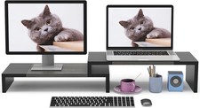 WESTREE Dual Monitor Stand Riser - 2 Shelf Computer Stand with Adjustable Length picture
