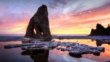 Landscape nature dawn rocks wood clouds sky island Custom Gaming Mat Desk picture