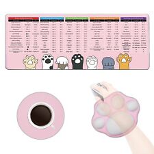 Large Shortcut Keys Mousepad Set with Cute Cat Paw Wrist Rest Support Anti-Sl... picture