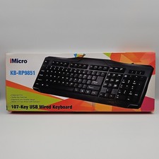 iMicro KB-RP9851 107-Key USB Wired Keyboard Black Brand New Open Box picture