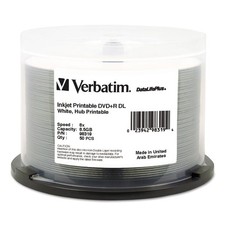 Verbatim DVD+R DL 8.5GB 8X DataLifePlus White Inkjet Printable, Hub Printable... picture