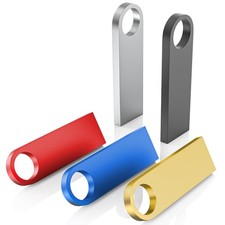 5 Pack 64GB USB Flash Drive with Keychains, Sleek Metal USB 2.0 Thumb Drives ... picture