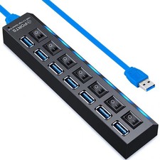 USB Hub 3.0, 7-Port USB Extender Splitter with Individual LED ON/Off Switches... picture