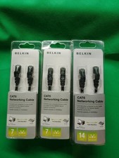  3 X Belkin CAT6 7' Foot Networking Patch Cable Black PC6-07BKS RJ45 Male NEW picture