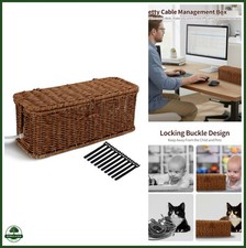 Cable Management Box, Desk Handwoven Rattan Cord Hider Cable Organizer Box With picture