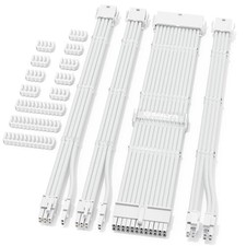 PSU Cable Extension Kit White 16AWG: 24 Pin, 8 Pin EPS, 8 Pin PCIe picture