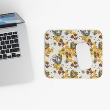 Honey Jar Pattern Mouse Pad | Bees, Honeycomb, Floral Desk Mat picture