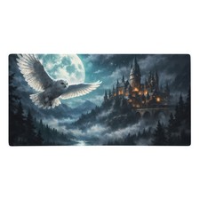 Wizarding School Snowy Owl Gaming Mouse Pad Large Desk Mat Stitched Edge picture