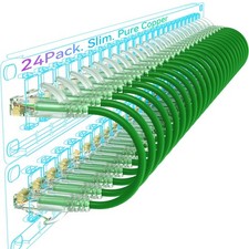 Sokqovt Cat6a Slim 6ft (24 Pack) Ethernet Patch Cable - 10G 550MHZ, 28AWG Pure picture