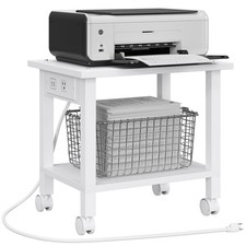 TUTOTAK Printer Stand, 2 Tier Rolling Printer Cart with Charging Station picture