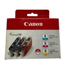 Canon CLI-8 Ink Cartridge Set CMY 3 tanks ChromaLife 100 Genuine OEM picture