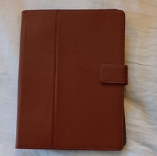 Brown Synthetic Leather Folding Folio Tablet Case with Integrated Stand picture