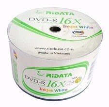 1000 RIDATA 16X Blank DVD-R DVDR White Inkjet Printable 4.7GB Recordable Disc picture