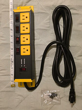 Heavy Duty Metal Power Strip Surge Protector 4 Outlet  Switch 9 Ft Cord picture